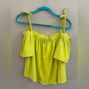 Juicy Couture Black Label Terry Cloth Off the Shoulder Cold Shoulder Shirt Top